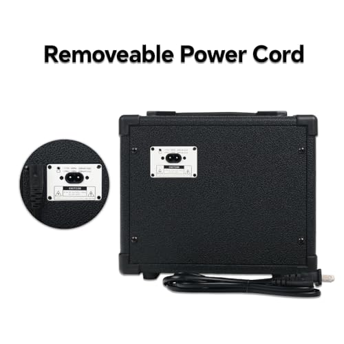 Fojill 20W Watt Electric Guitar Amplifier Amp Practice Small Portable Travel Mini Amp with 3.5 Headphone Jack Aux Distortion Gain Treble Bass Volume (Black, 20W) - Image 4