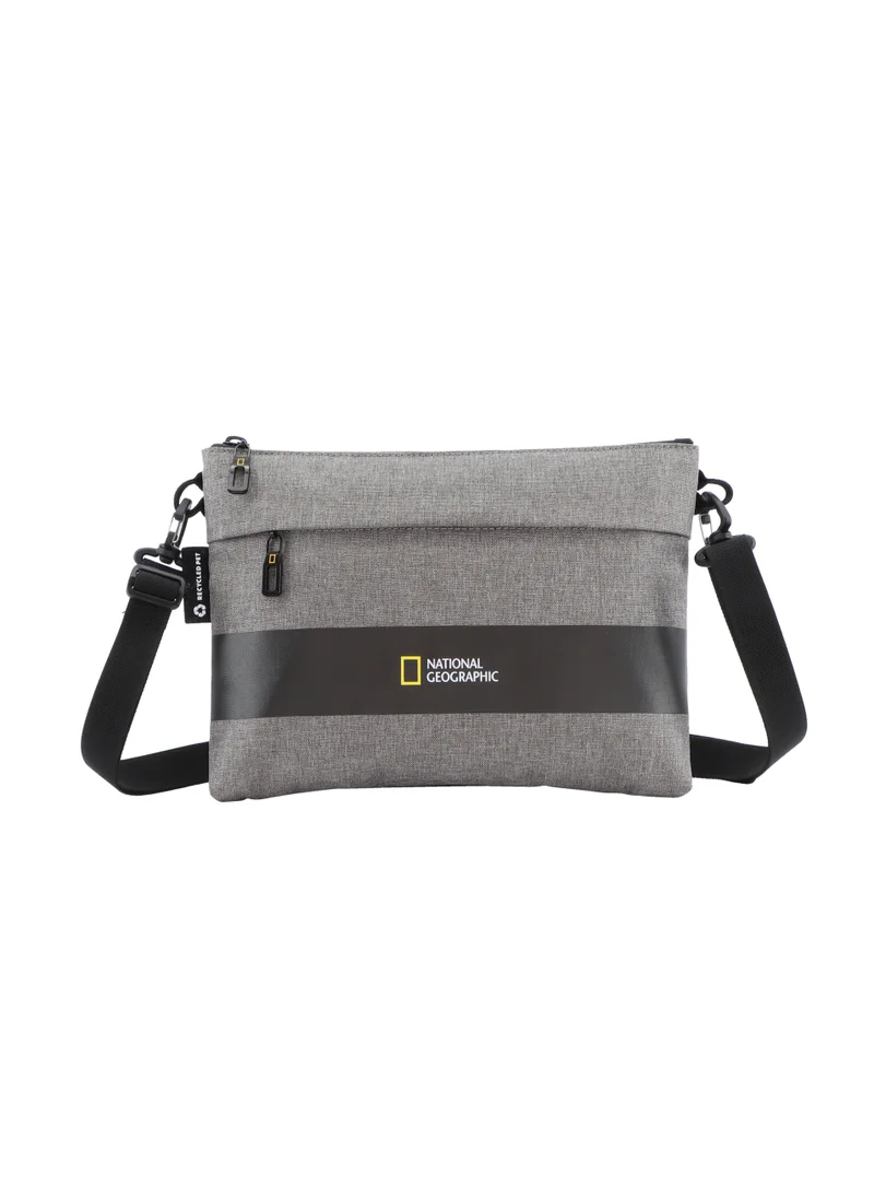 ناشيونال چيوغرافيك National Geographic Shadow RPET Shoulder Bag Grey, Durable Water Resistant Adjustable/Removable Strap With RFID Pocket Portable Organizer Pouch/Crossbody Bag for Men and Women, School Travel College