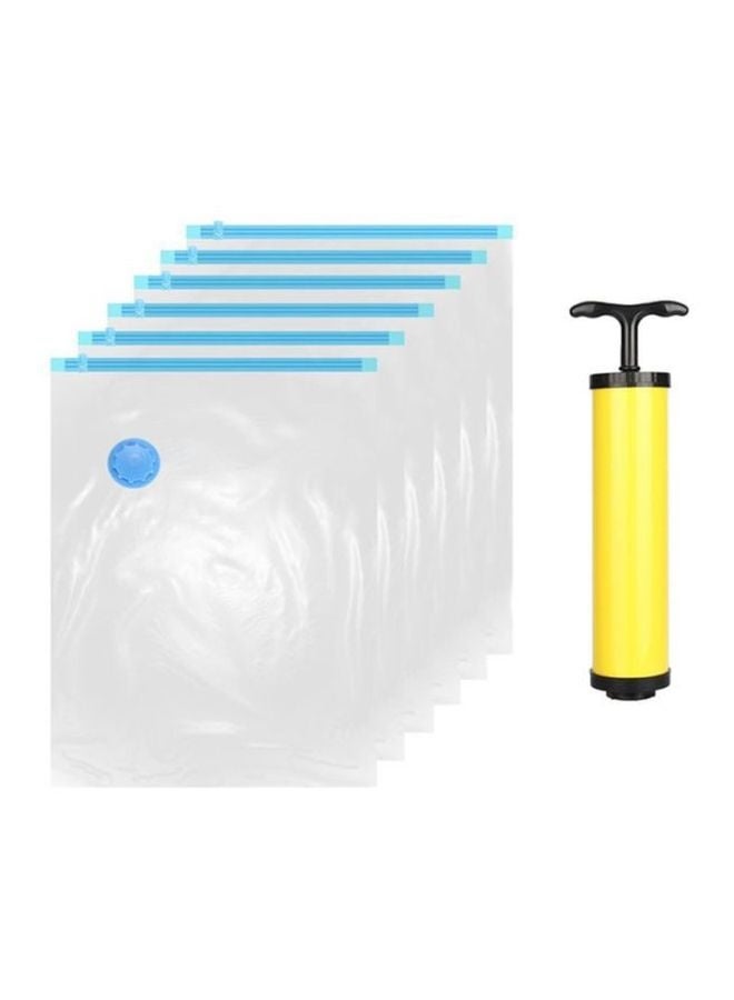 7-Piece Vacuum Storage Bag With Suction Pump Multicolour 60x80cm - Image 1