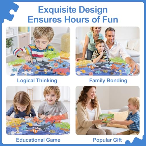 THINKBAY 14PCS Realistic Ocean Sea Animals Coral Toys with 20 Floor Puzzles for Kids Kids Ocean Animals Toys Including SharkOctopusStarfishSea Turtle for Toddler Boys Girls Birthday Gifts - Image 5