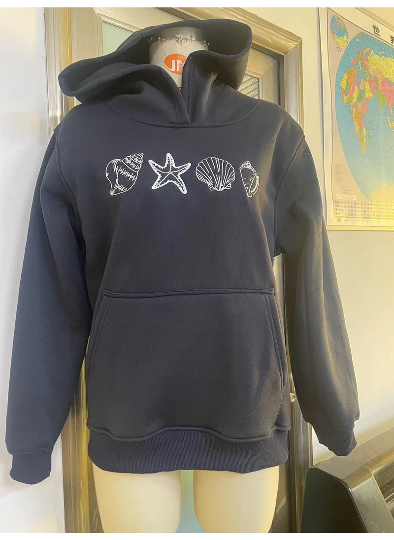 Generic Embroidered Logo Hooded Sweatshirt for Women Pink  - Image 4