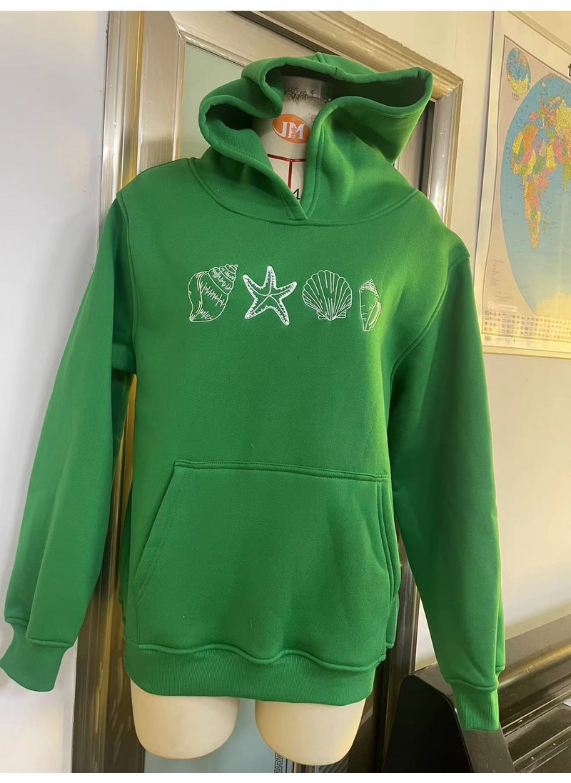 Generic Embroidered Logo Hooded Sweatshirt for Women Pink  - Image 2