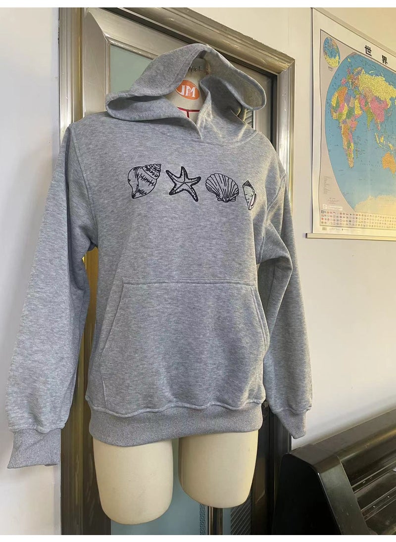 Generic Embroidered Logo Hooded Sweatshirt for Women Pink  - Image 3