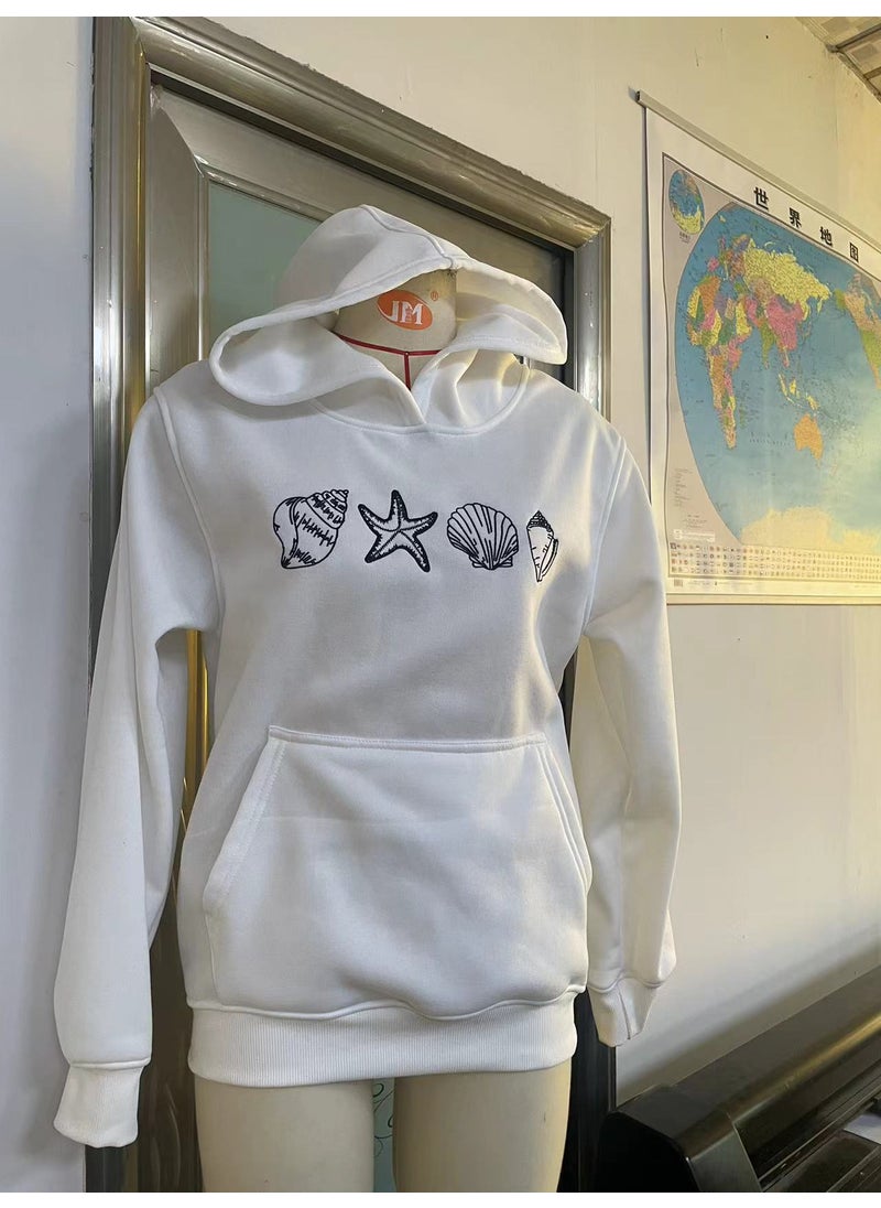 Generic Embroidered Logo Hooded Sweatshirt for Women Pink  - Image 5
