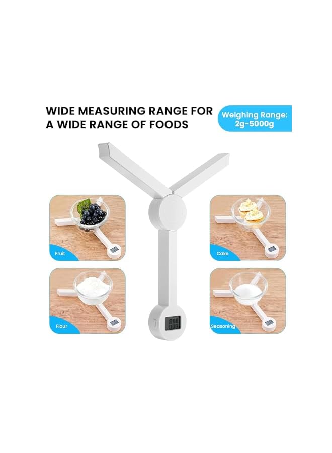 S-TOP Folding Food Weighing Scale, Kitchen Scale Food Scale, Small Portable Tare Function, Space Saving, With Display, For Cooking, Baking, White - Image 3