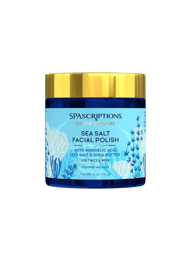spascriptions - Spascriptions Marine Moisture Sea Salt Facial Polish Exfoliating Facial Scrub Salt Scrub to Exfoliate  Moisturize Skin Deep Cleansing Pore Refining Softens Detoxifies Cleanses 4 oz - Image 1