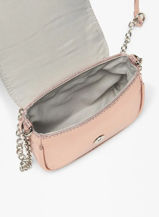 Flora Bella By Shoexpress Bow Accent Crossbody Bag with Chain Strap and Magnetic Closure
