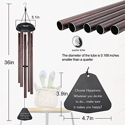 Astarin Sympathy Wind Chimes Outdoor Large Deep Tone,36" Handmade Large Wind Chimes Outdoor Tuned Relaxing Melody, Memorial Windchime Unique Outdoor Personalized for Garden Decor, Bronze (A Free Card) - Image 3