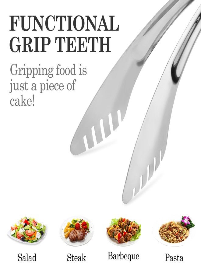 TRUSBER 9-Inch Salad Serving Tongs, 18/8 Stainless Steel Kitchen Cooking Tongs for Pasta Noodles BBQ Buffet | Dishwasher Safe | - Image 3