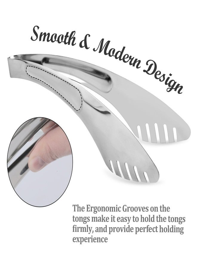 TRUSBER 9-Inch Salad Serving Tongs, 18/8 Stainless Steel Kitchen Cooking Tongs for Pasta Noodles BBQ Buffet | Dishwasher Safe | - Image 4