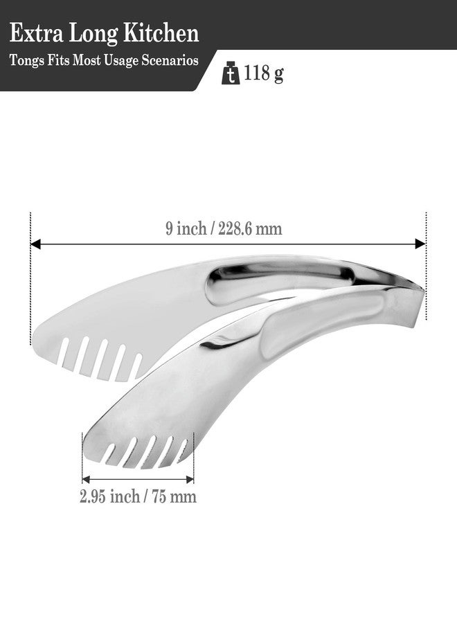 TRUSBER 9-Inch Salad Serving Tongs, 18/8 Stainless Steel Kitchen Cooking Tongs for Pasta Noodles BBQ Buffet | Dishwasher Safe | - Image 2
