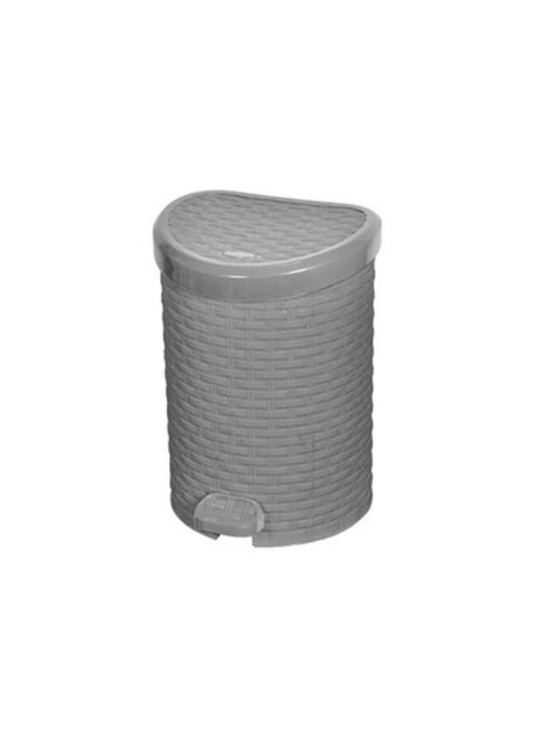 Small gray rattan trash can with a silver crescent and star design, 6221999653037G