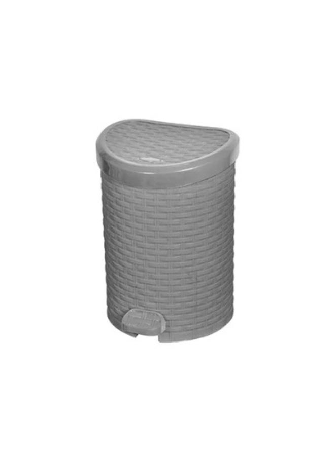 Small gray rattan trash can with a silver crescent and star design, 6221999653037G