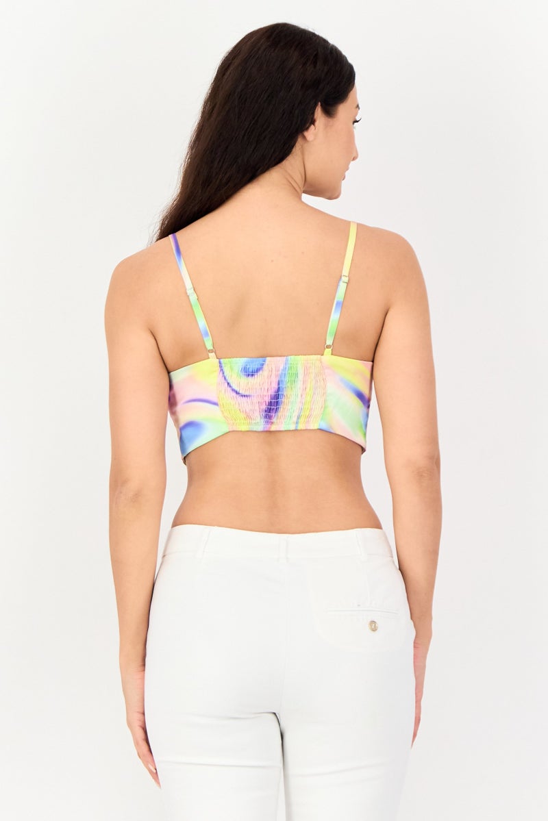 Bershka بلوزة نسائية بدون أكمام بتصميم صبغة ملونة، متعددة الألوان - Image 3