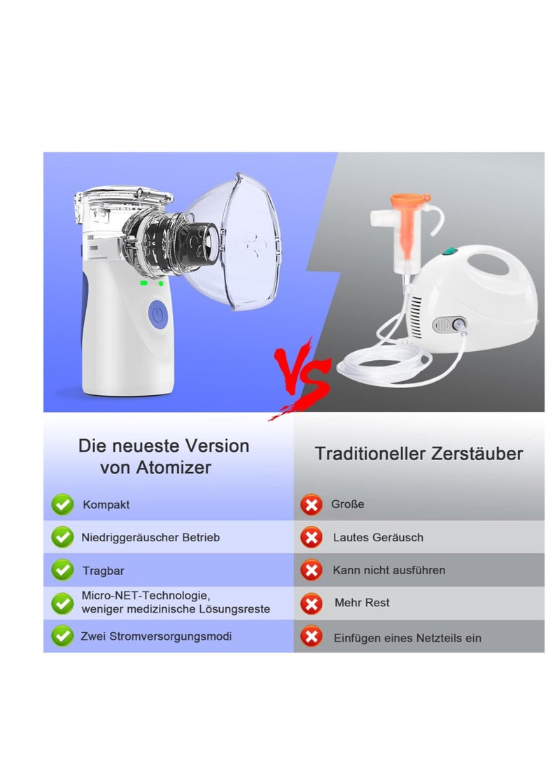 إلترازون نظام علاج تنفسي متقدم لجميع الأعمار - جهاز استنشاق وجهاز تبخير ثنائي الوظيفة مع تنظيف آلي، قناع للوجه، وفوهة - تخفيف فعّال للأمراض التنفسية (اللون: أزرق) - Image 2