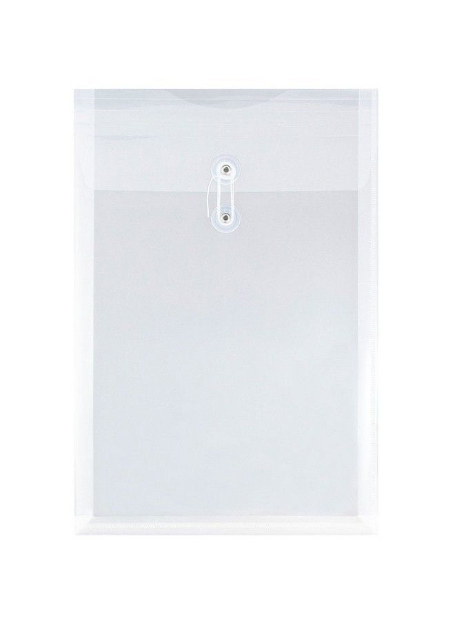 JAM Paper - Plastic Envelopes With Button & String Tie Closure Legal Open End 9 3 4 X 14 1 2 Clear 12 Pack - Image 1