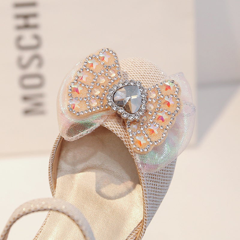 Children''s Shoes 2026 Spring Kids Cute Girls'' Rhinestone Princess Shoes Leather Shoes Crystal Shoes Baby Bowknot Single Shoes - Image 5