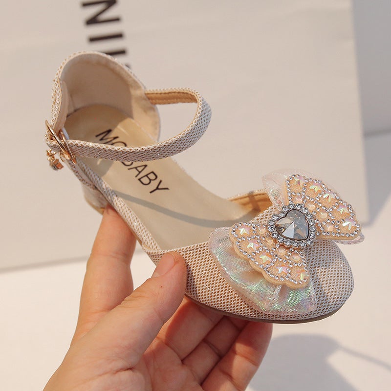 Children''s Shoes 2026 Spring Kids Cute Girls'' Rhinestone Princess Shoes Leather Shoes Crystal Shoes Baby Bowknot Single Shoes - Image 2