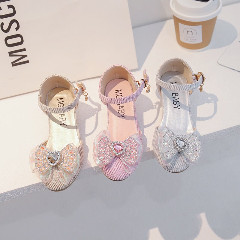 Children''s Shoes 2026 Spring Kids Cute Girls'' Rhinestone Princess Shoes Leather Shoes Crystal Shoes Baby Bowknot Single Shoes - Image 3