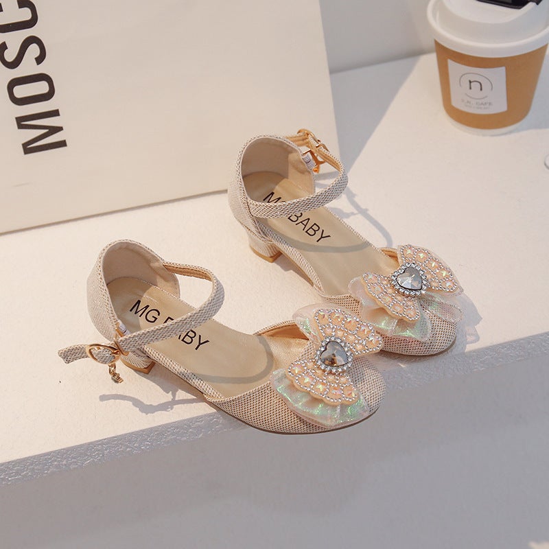 Children''s Shoes 2026 Spring Kids Cute Girls'' Rhinestone Princess Shoes Leather Shoes Crystal Shoes Baby Bowknot Single Shoes - Image 4