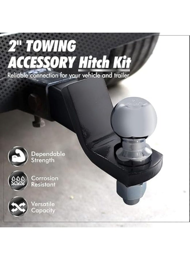 طقم ملحقات سحب مقطورة مثبت على وصلة | كرة ٢ بوصة | سعة ٥٠٠٠ رطل | ارتفاع ٢ بوصة | دبوس ومسمار تثبيت ٥/٨ بوصة | يناسب جهاز استقبال ٢ بوصة | هيكل فولاذي متين - Image 4