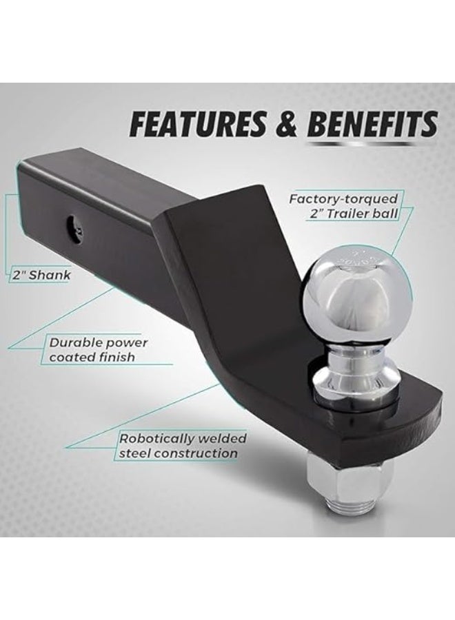 طقم ملحقات سحب مقطورة مثبت على وصلة | كرة ٢ بوصة | سعة ٥٠٠٠ رطل | ارتفاع ٢ بوصة | دبوس ومسمار تثبيت ٥/٨ بوصة | يناسب جهاز استقبال ٢ بوصة | هيكل فولاذي متين - Image 1