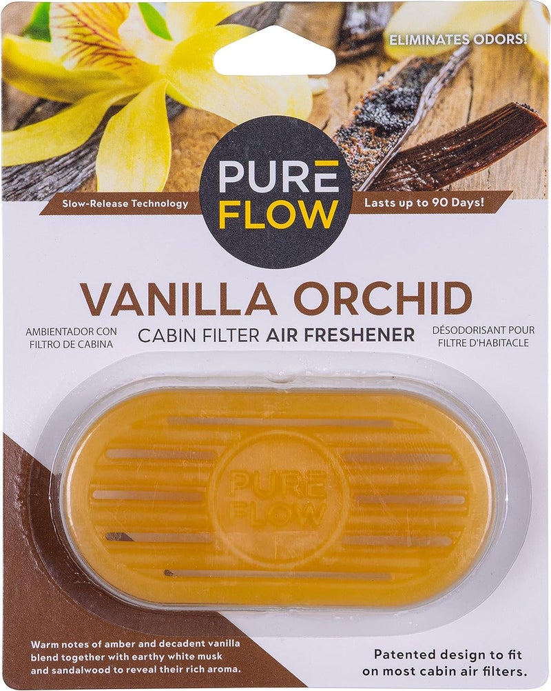Pureflow Cabin Filter Air Freshener with Odor Eliminator – Fits on Most Car, Truck, and SUV Cabin Air Filters - Vanilla Orchid - Image 1
