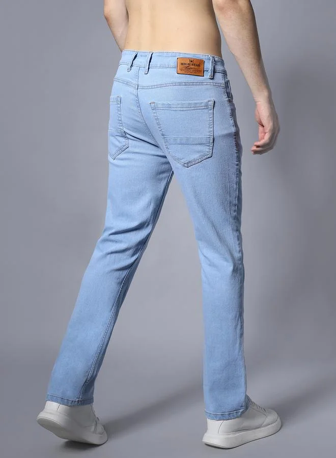 HIGH STAR Mid Rise Light Wash Clean Look Stretchable Jeans by Styli