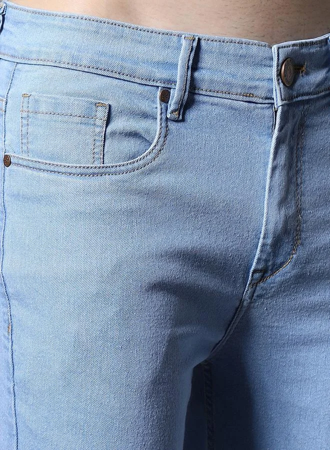 HIGH STAR Mid Rise Light Wash Clean Look Stretchable Jeans by Styli