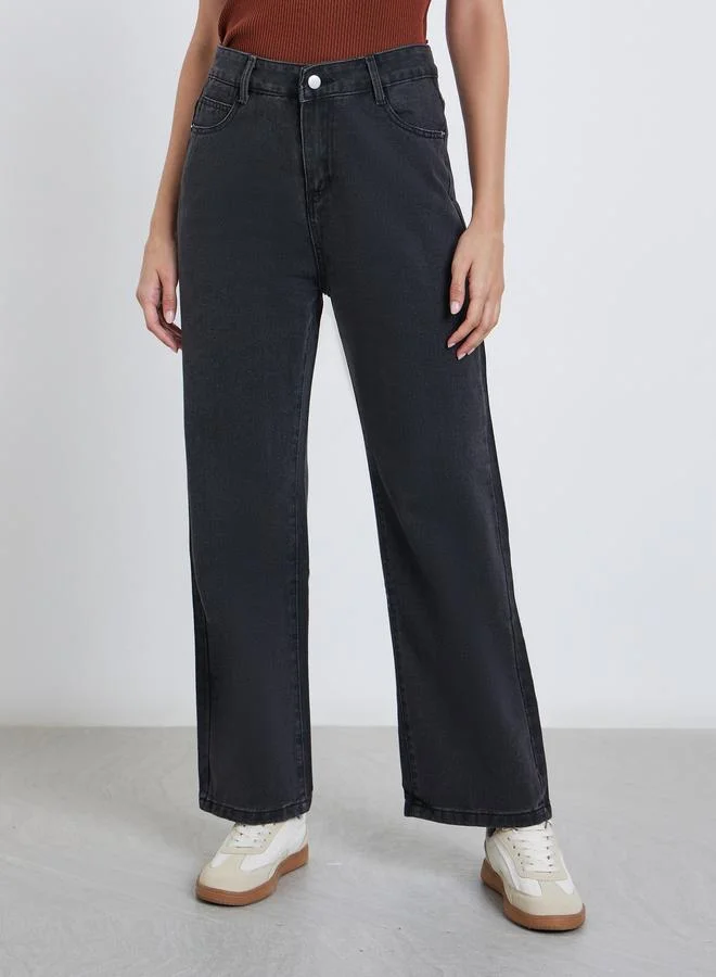 Styli Styli High Rise Wide Leg Jeans