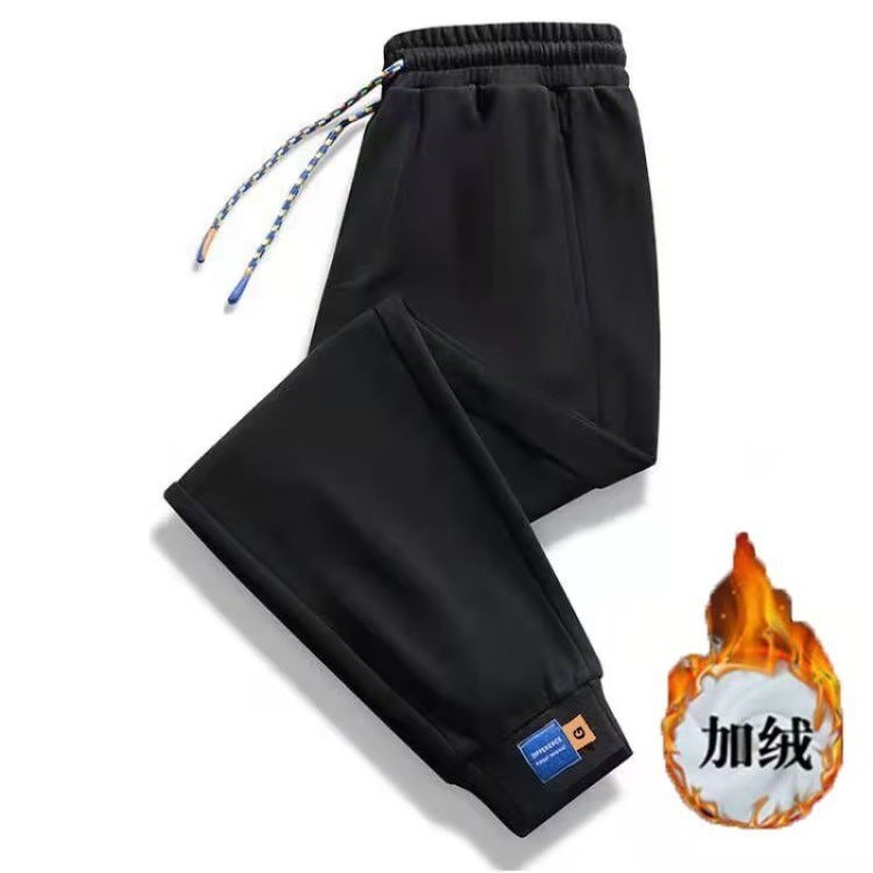 Fleece-Lined Casual Pants Men'S Loose Straight Casual Pants 2022 Trendy Men'S Tie Pants All-Match Hong Kong Fashion - Image 5