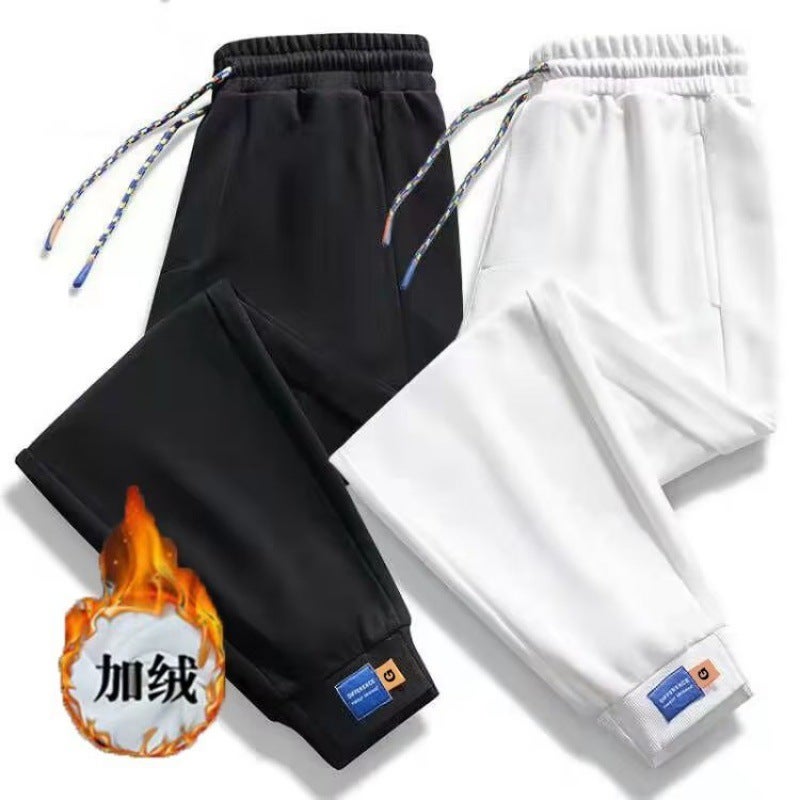Fleece-Lined Casual Pants Men'S Loose Straight Casual Pants 2022 Trendy Men'S Tie Pants All-Match Hong Kong Fashion - Image 3