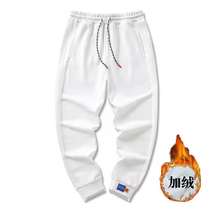 Fleece-Lined Casual Pants Men'S Loose Straight Casual Pants 2022 Trendy Men'S Tie Pants All-Match Hong Kong Fashion - Image 1