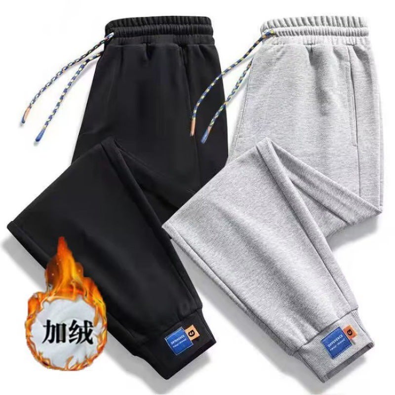 Fleece-Lined Casual Pants Men'S Loose Straight Casual Pants 2022 Trendy Men'S Tie Pants All-Match Hong Kong Fashion - Image 2