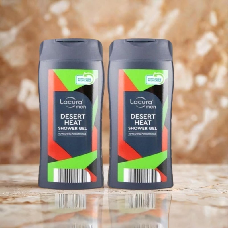Daily Use Mens Shower Gel Twin Pack 300ml Refreshing Invigorating Desert Scent