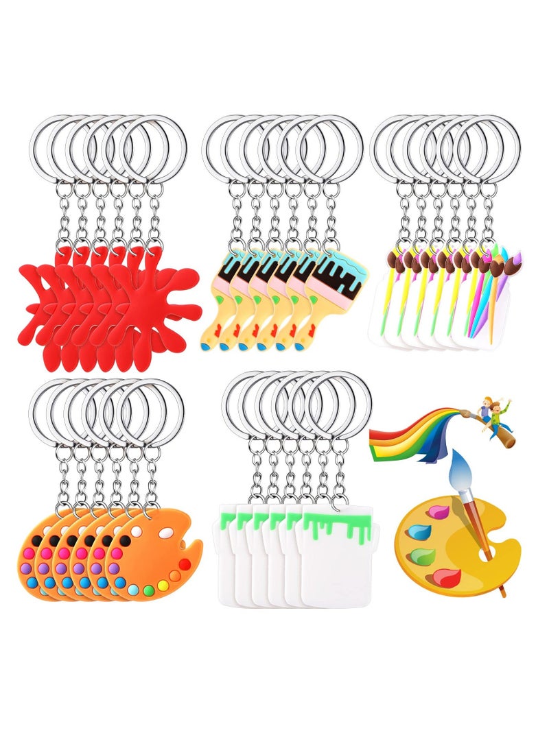 Y&D 30 Pcs Art Paint Party Favors Keychain Splatter Keychains Decorations for School Kids Adults Back to Gifts Themed Birthday Supplies Baby Shower  - Image 1
