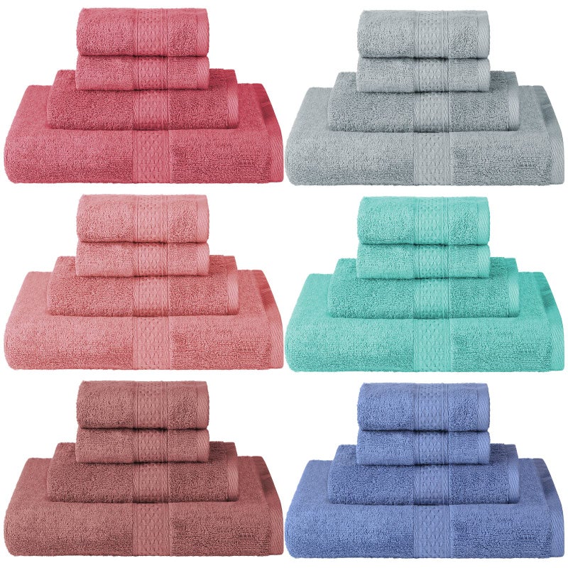 Chumia Chumia Towel Set 24 Pcs Cotton Towels in Vivid Colors Includes 6 Bath Towels 6 Hand Towels 12 Washcloths Soft Absorbent for Bathroom Beach Kitchen Hotel Spa