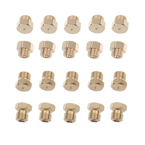 Timsec 20Pcs Brass Jet Nozzles, M6 x 0.75mm and M5 x 0.5mm Thread, 0.5mm and 0.68mm Nozzle Hole, DIY Burner Parts for Range, Stove, Oven Conversion Kit, Propane LPG Natural Gas Pipe Water Heater - Image 1