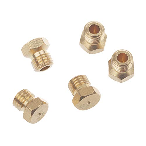 Timsec 20Pcs Brass Jet Nozzles, M6 x 0.75mm and M5 x 0.5mm Thread, 0.5mm and 0.68mm Nozzle Hole, DIY Burner Parts for Range, Stove, Oven Conversion Kit, Propane LPG Natural Gas Pipe Water Heater - Image 5