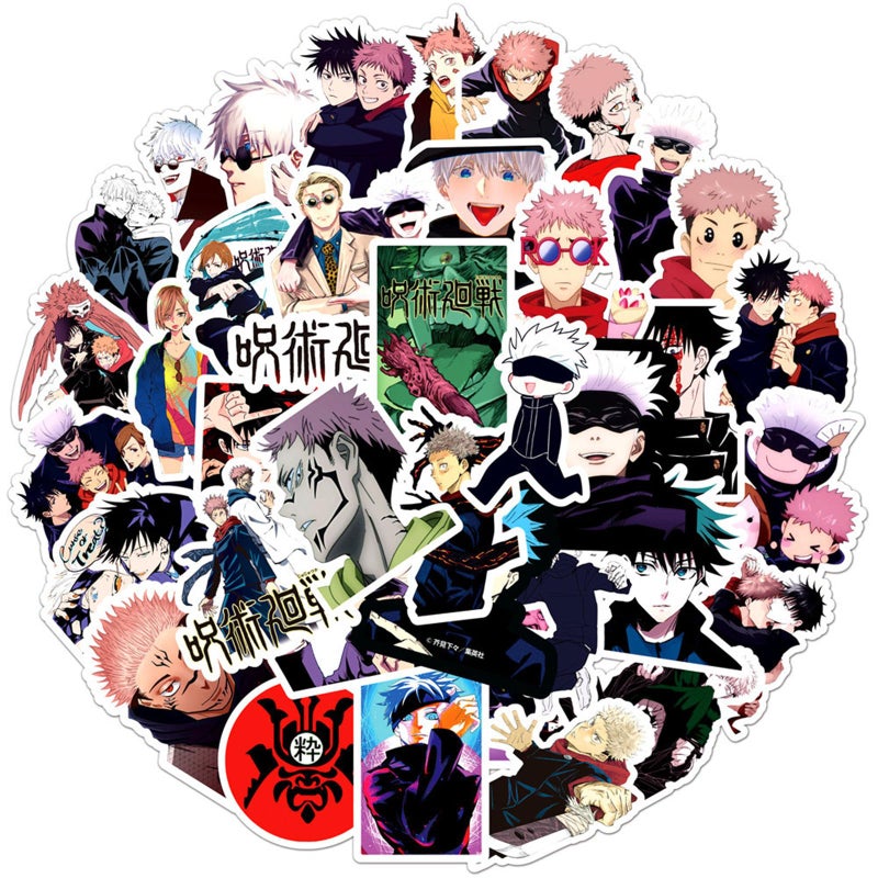 PWSTY 50Pcs Manga Jujutsu Kaisen Stickers Mixed Pack Hot Cartoon Anime Stickers Decorative Sticker for Kids Teens Adults Waterproof Sticker for Water Bottle Laptop (Zs) - Image 1