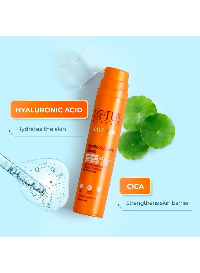 LOTUS HERBALS Ultrarx Sunscreen Serum Spf 60+ Pa++++ | No White Cast | No Breakouts | Cica & Hyaluronic | Dermatologically Tested | 50Ml  - Image 4