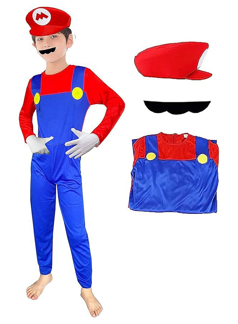 زي سوبر بروس للأطفال، زي سباك تنكري مع قبعة شارب - Image 1