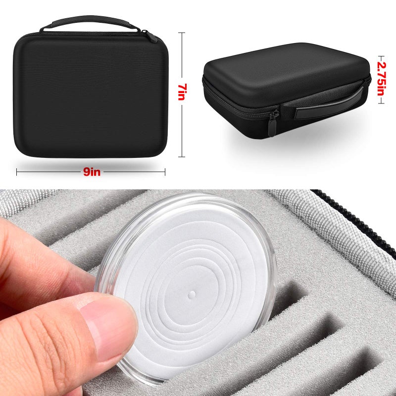GWCASE 52 Pieces 46mm Coin Capsules with 6 Sizes (20/25/ 27/30/ 38/ 46mm), Collector Case with Foam Gasket and Storage Organizer for Coin Collection Supplies (Box Only) - Grey Inner - Image 5