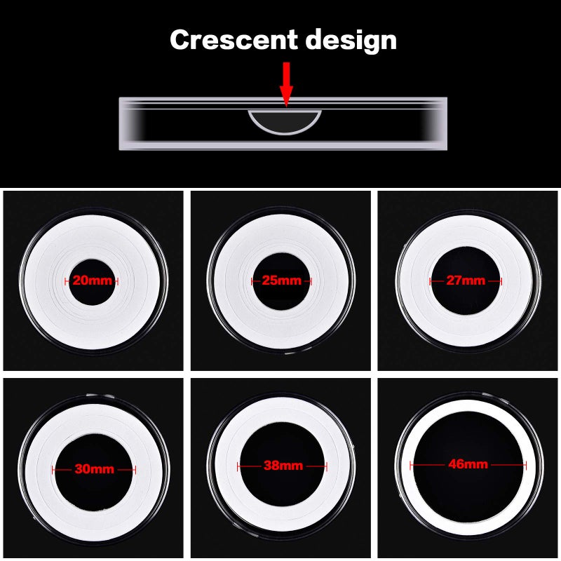 GWCASE 52 Pieces 46mm Coin Capsules with 6 Sizes (20/25/ 27/30/ 38/ 46mm), Collector Case with Foam Gasket and Storage Organizer for Coin Collection Supplies (Box Only) - Grey Inner - Image 3