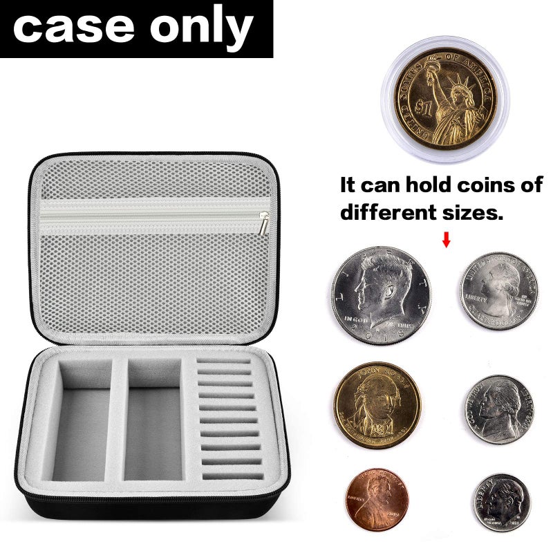 GWCASE 52 Pieces 46mm Coin Capsules with 6 Sizes (20/25/ 27/30/ 38/ 46mm), Collector Case with Foam Gasket and Storage Organizer for Coin Collection Supplies (Box Only) - Grey Inner - Image 2