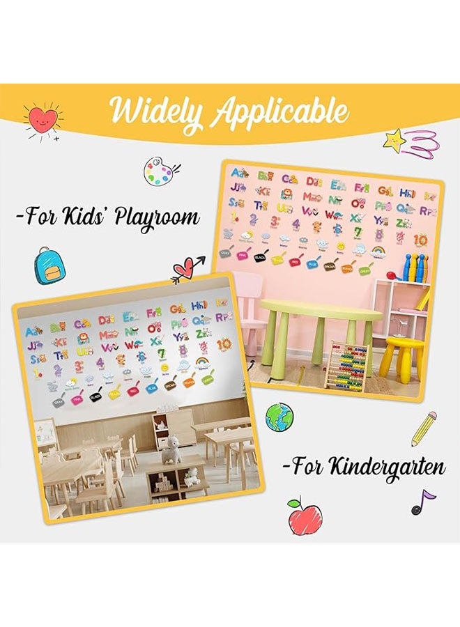 Happy D 9 Sheets Alphabet Numbers Wall Decals - Color Weather Learning Educational Stickers Peel and Stick Animal Wall Decals for Kids Toddlers Classroom Playroom Daycare Nursery Bedroom Decorations - Image 2