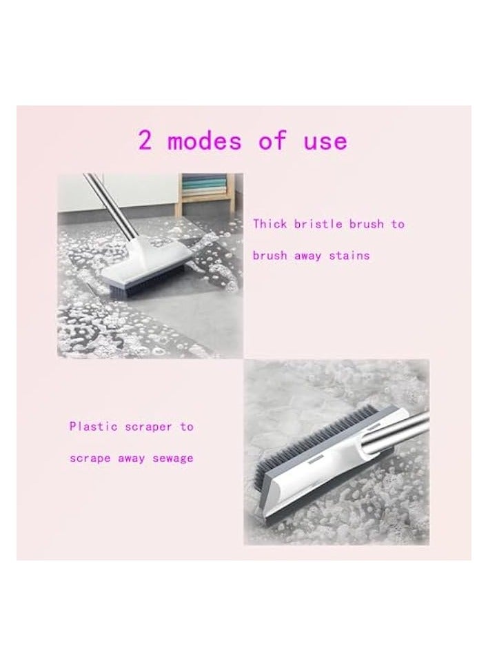 erorex 2-in-1 Long Handle Floor Scrubbing Brush with Squeegee, Ideal for Cleaning Bathroom, Deck, Garage, Patio, Ergonomic Design, Versatile White Cleaning Tool  - Image 3