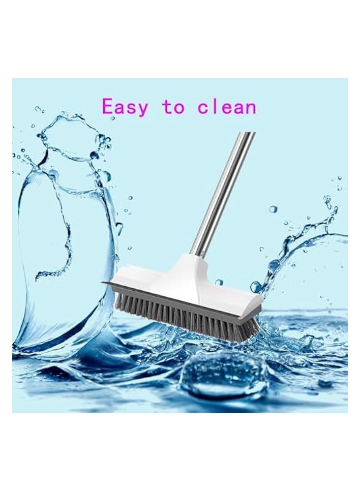 erorex 2-in-1 Long Handle Floor Scrubbing Brush with Squeegee, Ideal for Cleaning Bathroom, Deck, Garage, Patio, Ergonomic Design, Versatile White Cleaning Tool  - Image 4