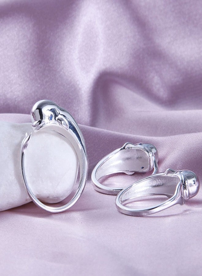 Helen de Lete Beluga White Whale S925 Sterling Silver Adjustable Ring for Women - High Polish Version - Image 3