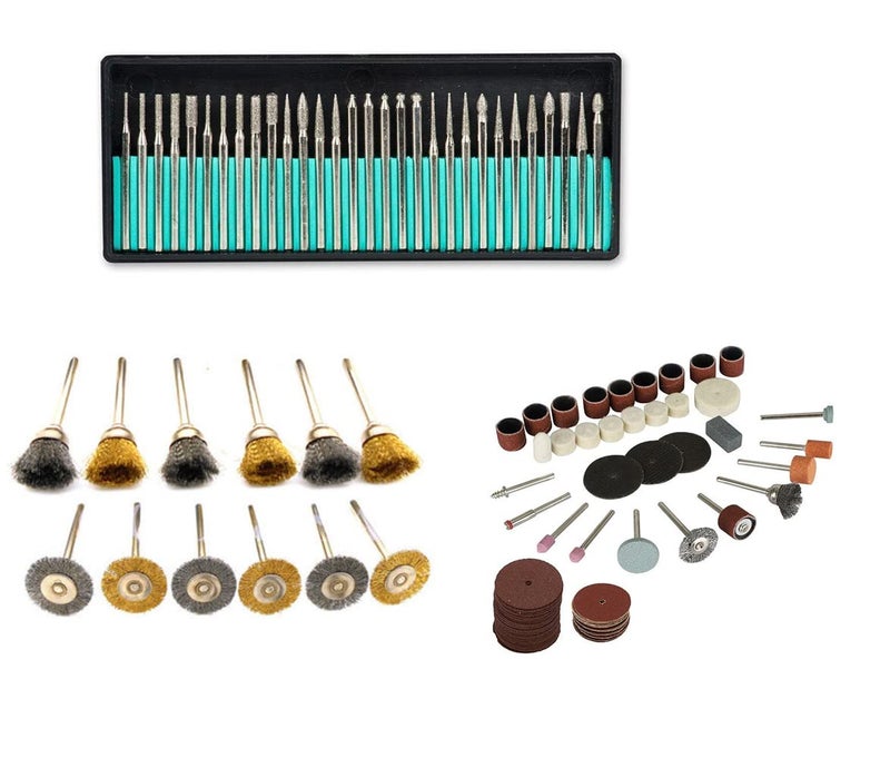 Digital Craft Digital Craft Rotary Tool Accessories Kit Mini Drill Bit Set with 32mm Mandrel in Electric Drill with 30Pc Diamond Burs 12Pc Wire Brush 105Pc Rotary Tool Set  - Image 1